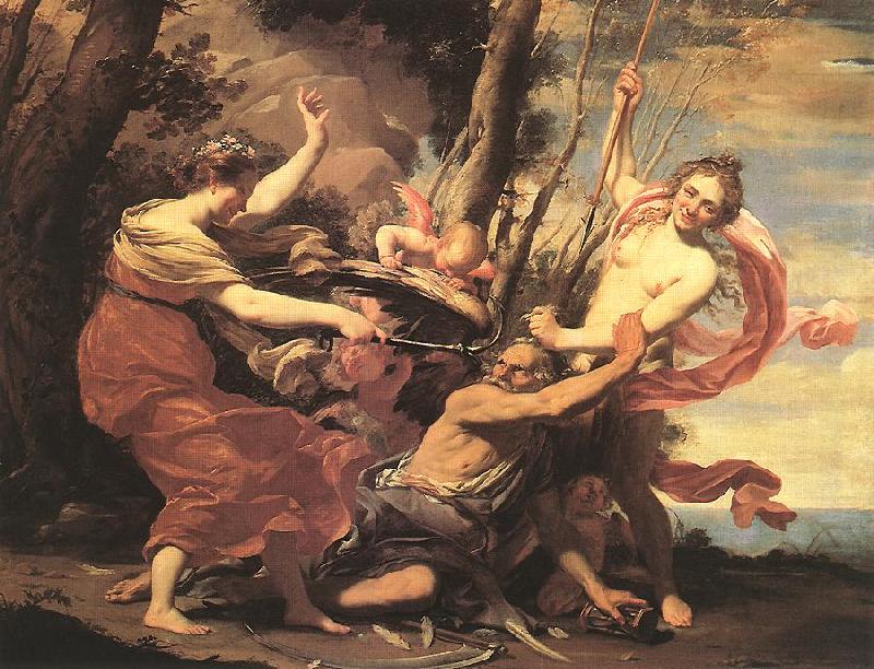 Simon Vouet Father Time Overcome by Love, Hope and Beauty oil painting image